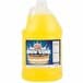 A Carnival King gallon jug of Pina Colada snow cone syrup with a blue and white label and yellow liquid.