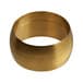 A brass gas hose clamp with a gold finish on a white background.