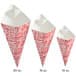 A white and red box of Carnival King Square Savory Fry Cones with measurements on it.