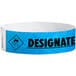 A blue Carnival King paper wristband with black text reading "DESIGNATED DRIVER".