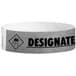 A close-up of a black and white Carnival King Tyvek wristband with the words "DESIGNATED DRIVER" in the middle.