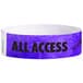 A purple paper wristband with black text that reads "ALL ACCESS"