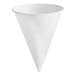 A white Carnival King cone shaped paper cup.