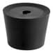 A black rubber cylinder with a hole in the bottom.