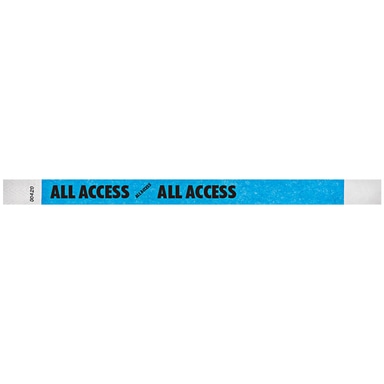 Neon Blue "ALL ACCESS" Disposable Tyvek® Wristband 3/4" x 10" - 500/Bag