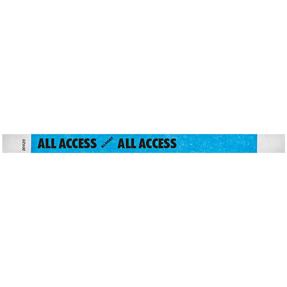 Neon Blue "ALL ACCESS" Disposable Tyvek® Wristband 3/4" x 10" - 500/Bag