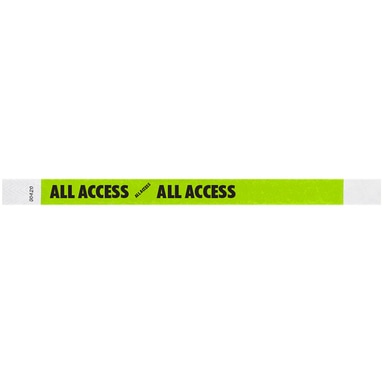 Lemon Lime "ALL ACCESS" Disposable Tyvek® Wristband 3/4" x 10" - 500/Bag