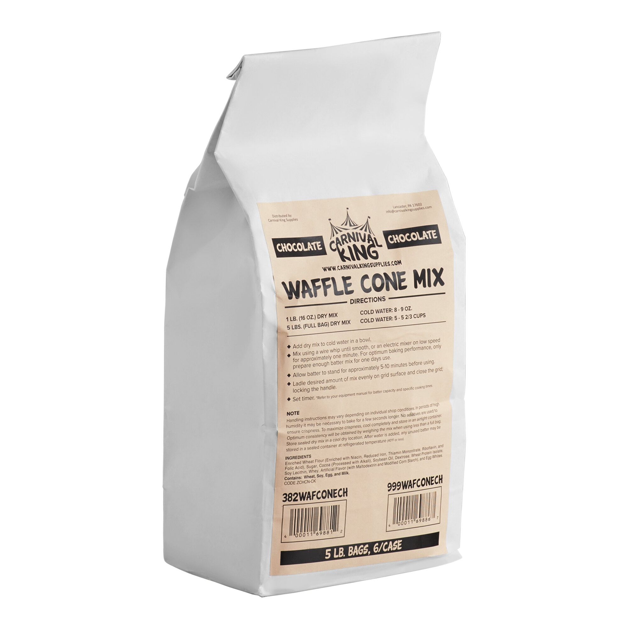 Chocolate Waffle Cone Mix 5 lb. Bag   - 6/Case