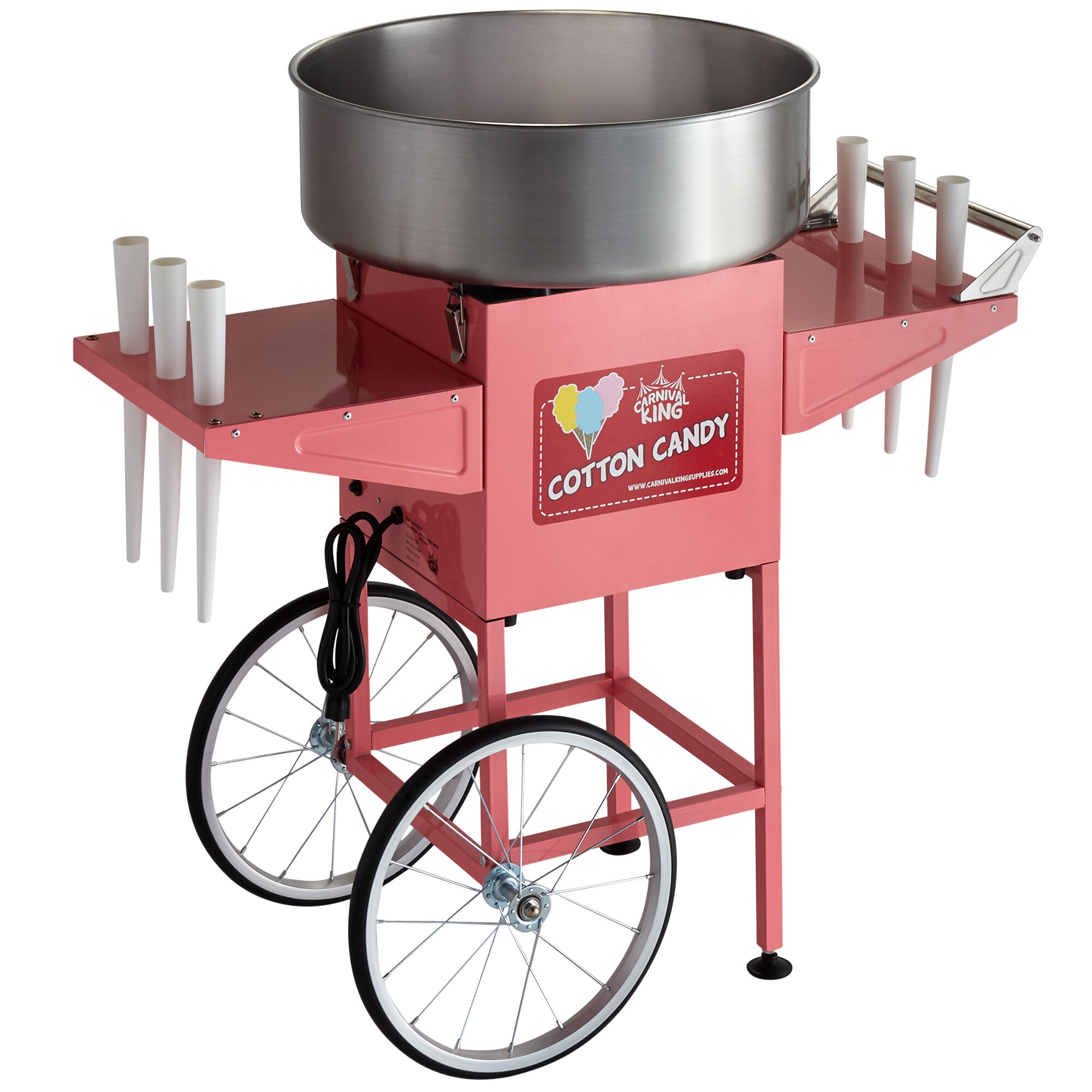 CCM21CT Cotton Candy Machine with 21" Stainless Steel Bowl and Cart - 110V, 1050W