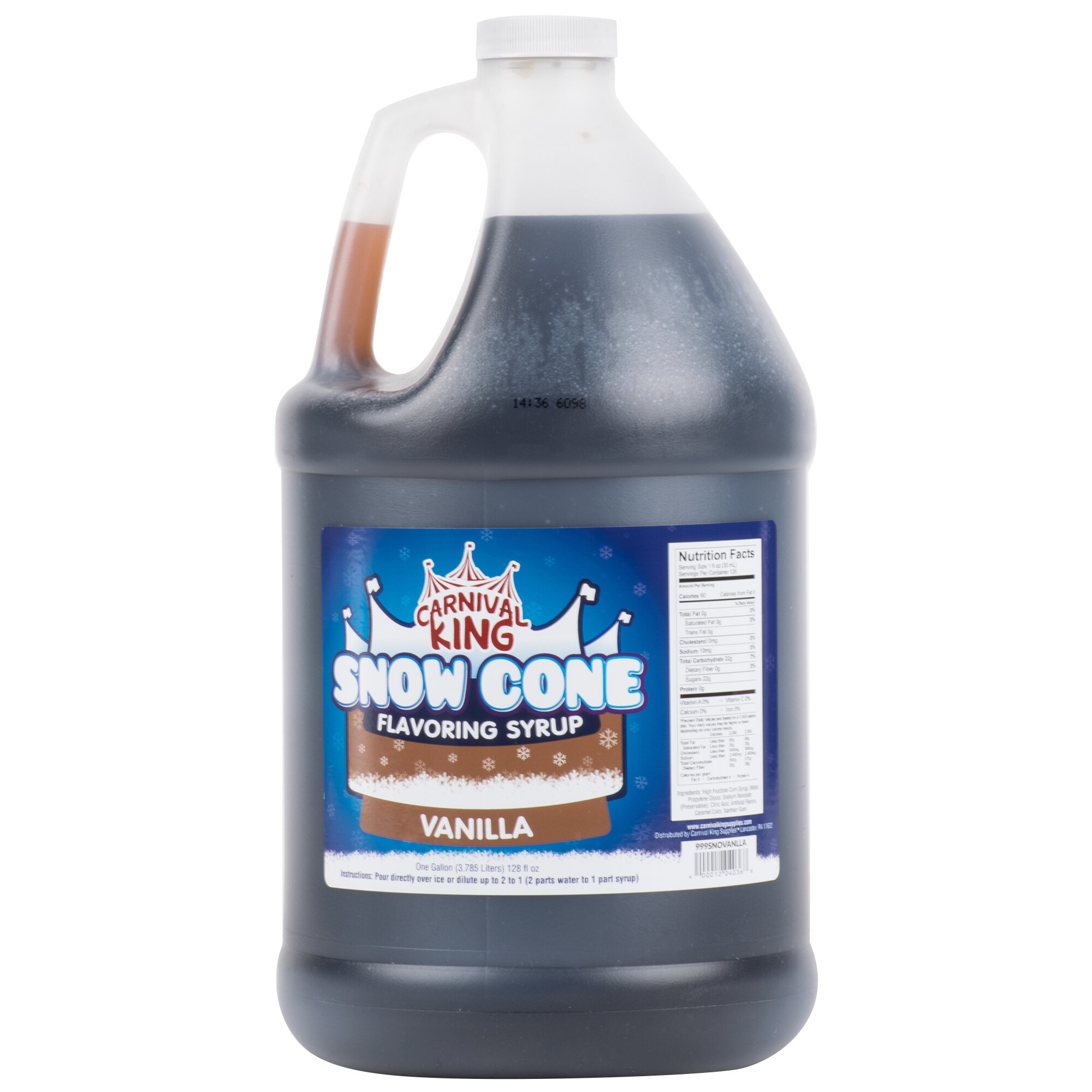 1 Gallon Vanilla Snow Cone Syrup - 4/Case