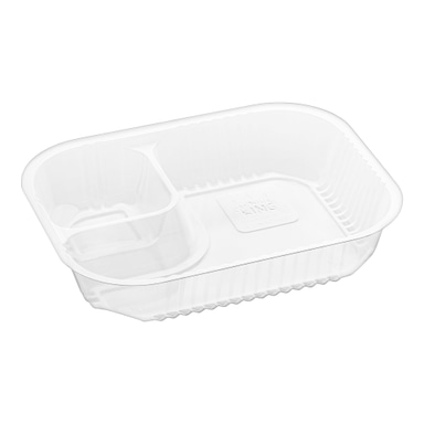 Two Compartment Plastic Nacho Tray - 125/Pack