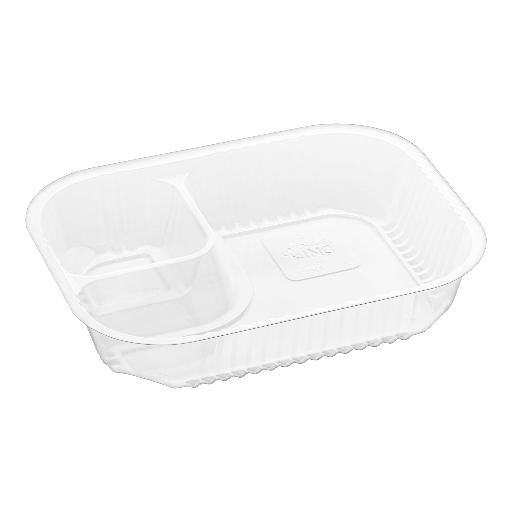 Two Compartment Plastic Nacho Tray - 125/Pack