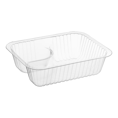 Small Clear 2 Compartment Plastic Nacho Tray - 500/Case