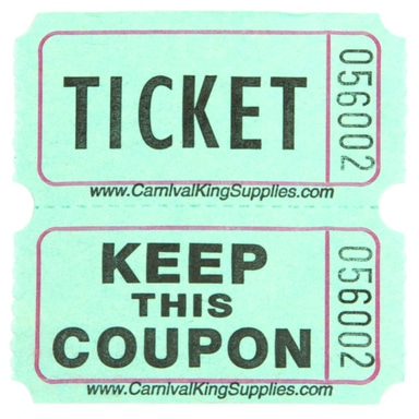 Green 2-Part Customizable Raffle Tickets - 2000/Roll