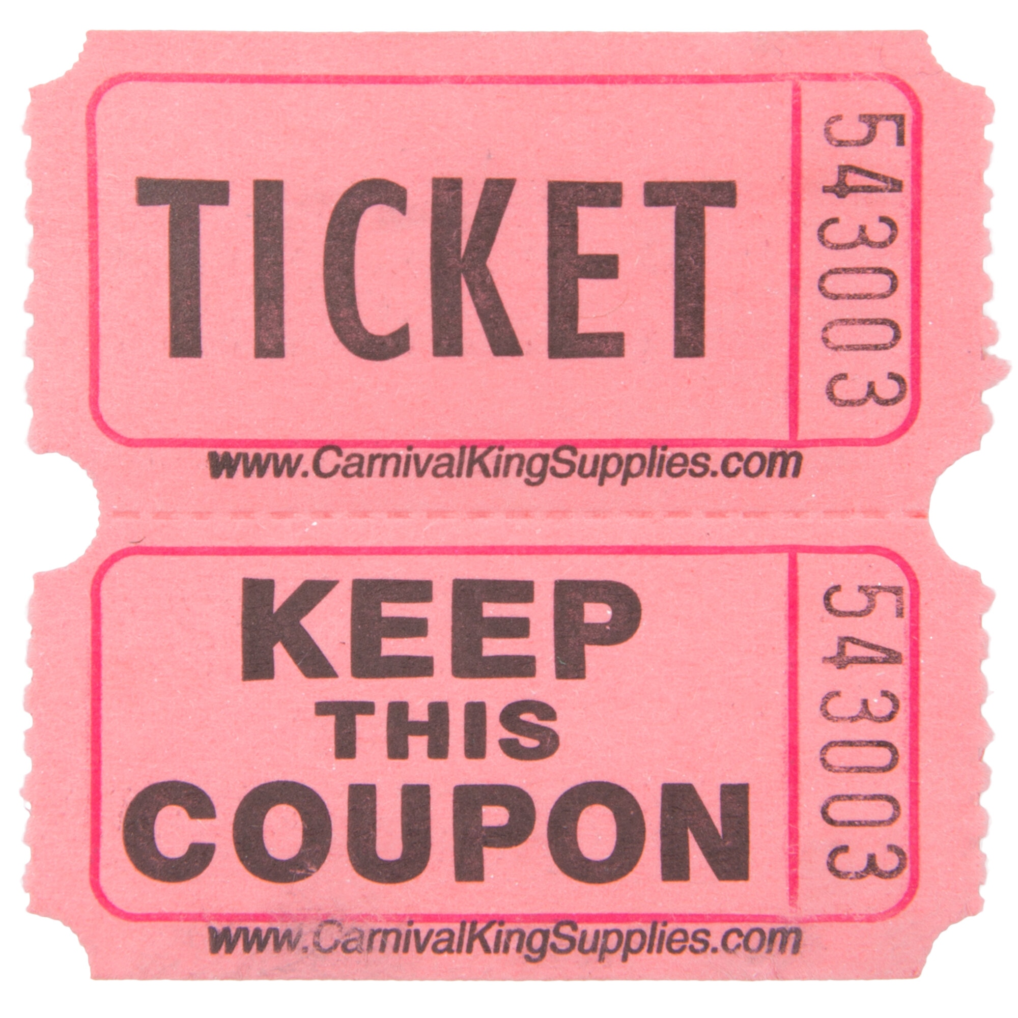 Pink 2-Part Customizable Raffle Tickets - 2000/Roll