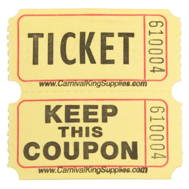 Yellow 2-Part Customizable Raffle Tickets - 2000/Roll