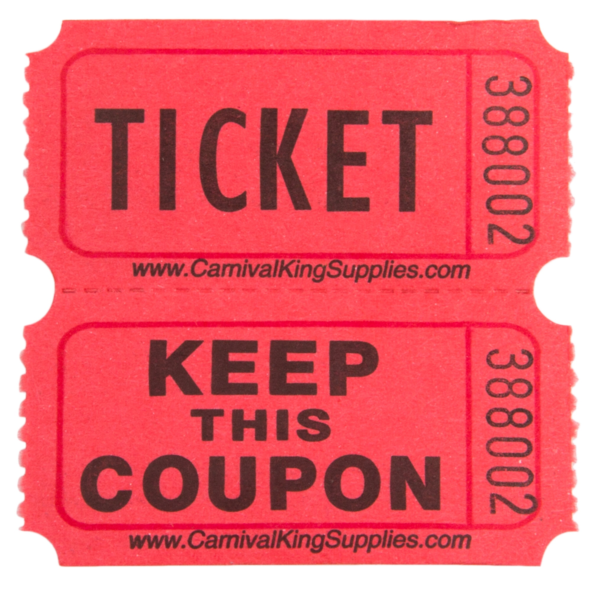 Red 2-Part Customizable Raffle Tickets - 2000/Roll