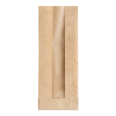 3 1/2" x 1 1/2" x 9" Window Kraft Hot Dog Bag - 500/Case