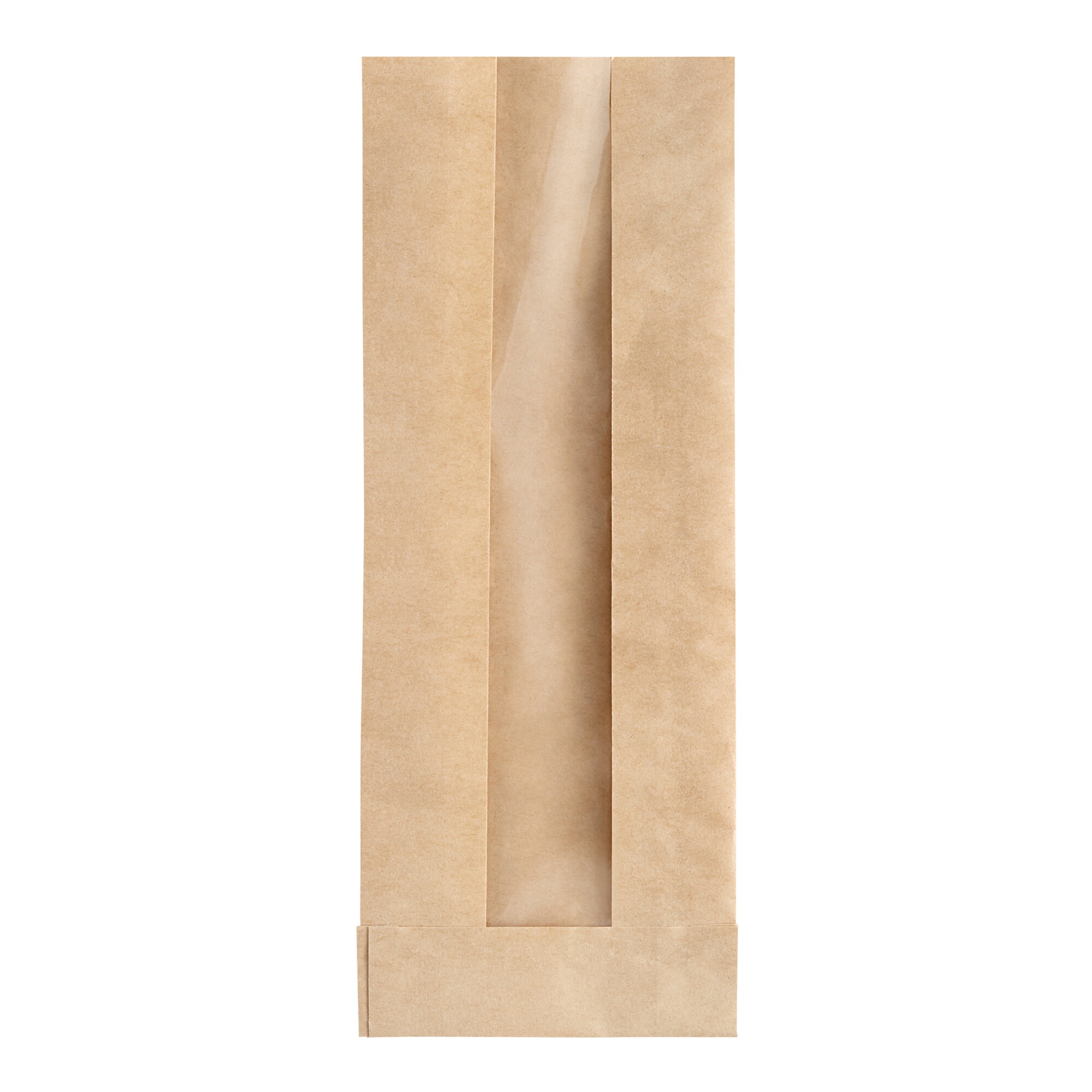 3 1/2" x 1 1/2" x 9" Window Kraft Hot Dog Bag - 500/Case