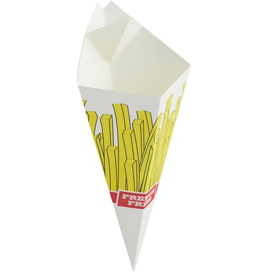 10 oz. Square French Fries Cardboard Fry Cone - 500/Case