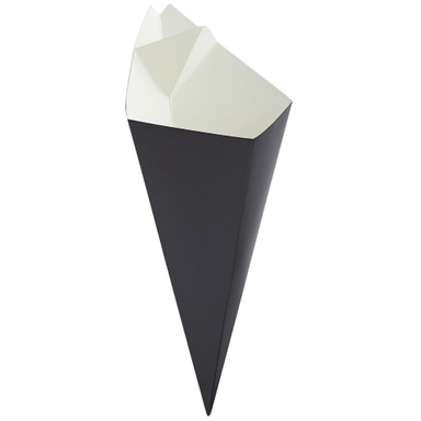 10 oz. Black Square Cardboard Fry Cone - 500/Case