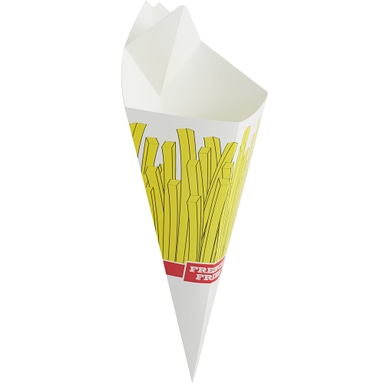 20 oz. Square French Fries Cardboard Fry Cone - 500/Case