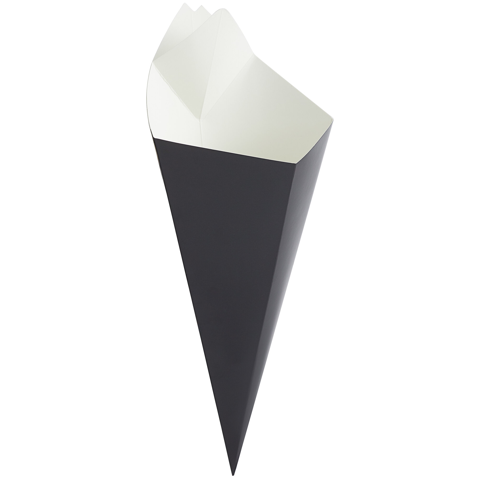 20 oz. Black Square Cardboard Fry Cone - 500/Case