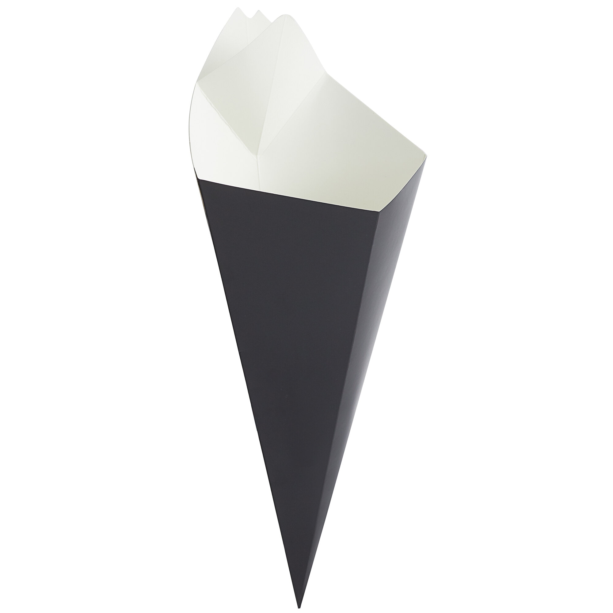 15 oz. Black Square Cardboard Fry Cone - 500/Case