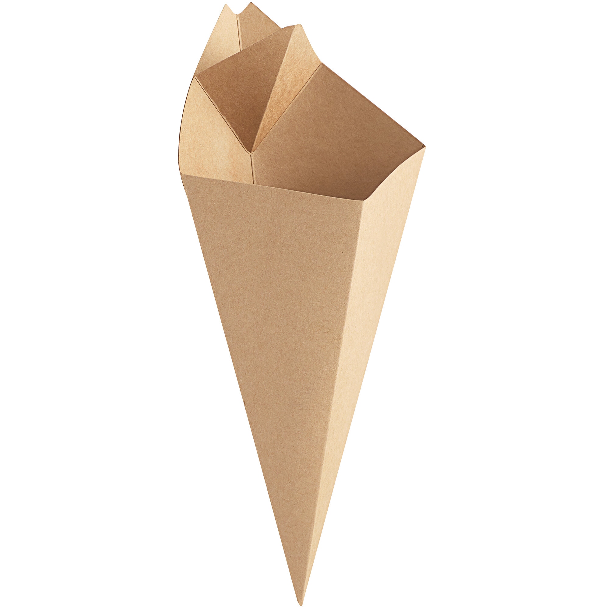 15 oz. Kraft Square Cardboard Fry Cone - 500/Case