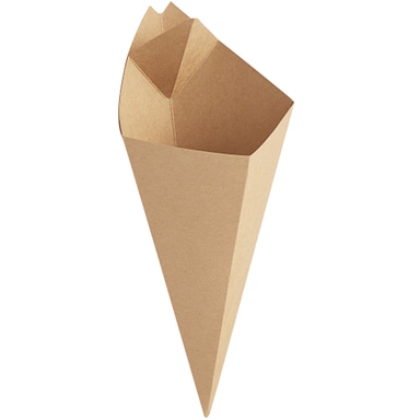 10 oz. Kraft Square Cardboard Fry Cone - 500/Case