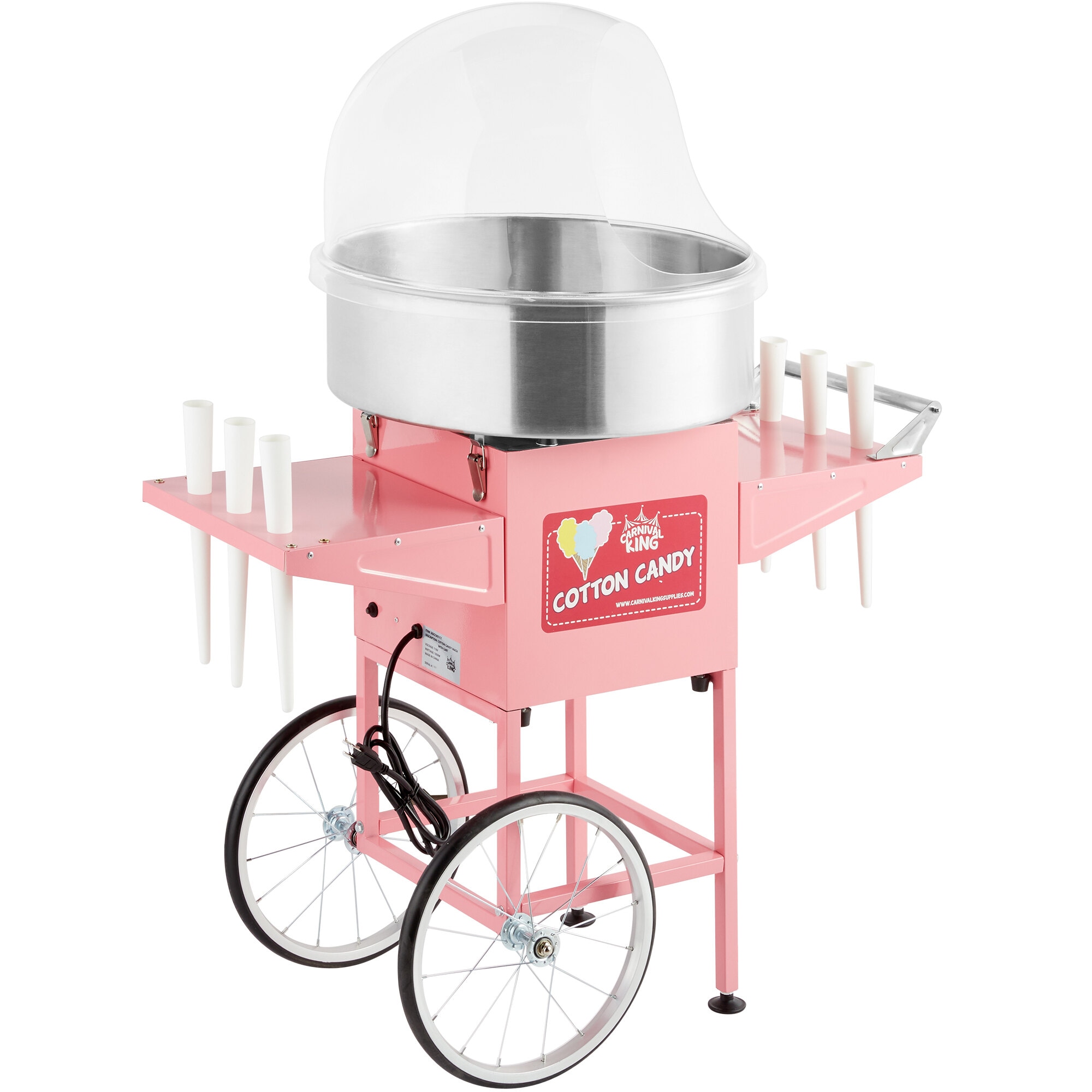 CCM21CTK Cotton Candy Machine with 21" Stainless Steel Bowl, Floss Bubble, and Cart - 110V, 1050W