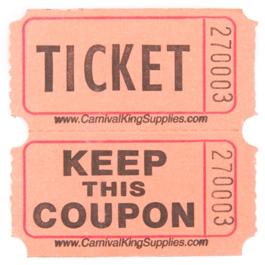 Orange 2-Part Customizable Raffle Tickets - 2000/Roll