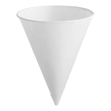 White Rolled Rim Paper Cone Cup 6 oz. - 5000/Case