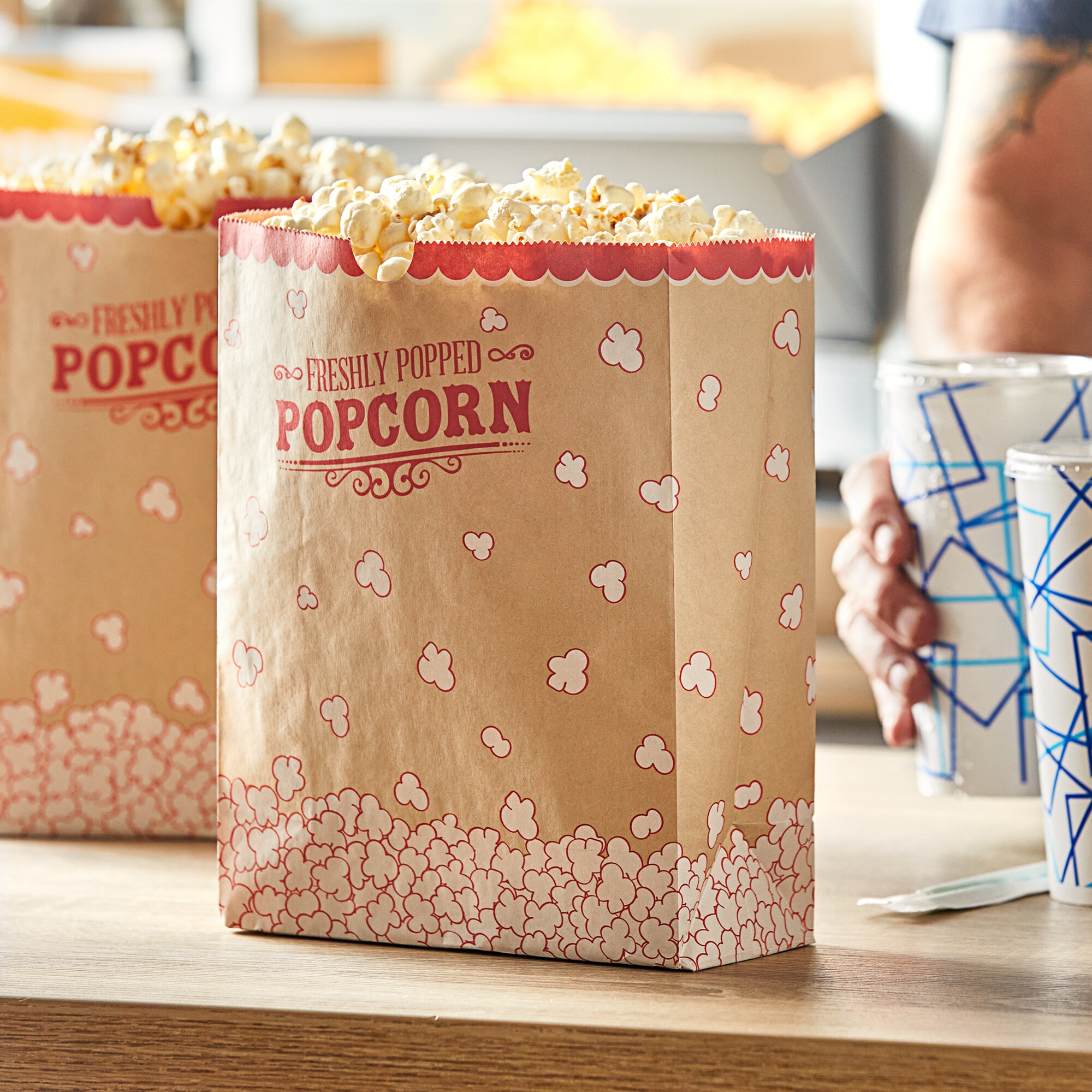 7 1/2" x 3 1/2" x 9 3/4" 130 oz. Kraft Popcorn Bag - 500/Case