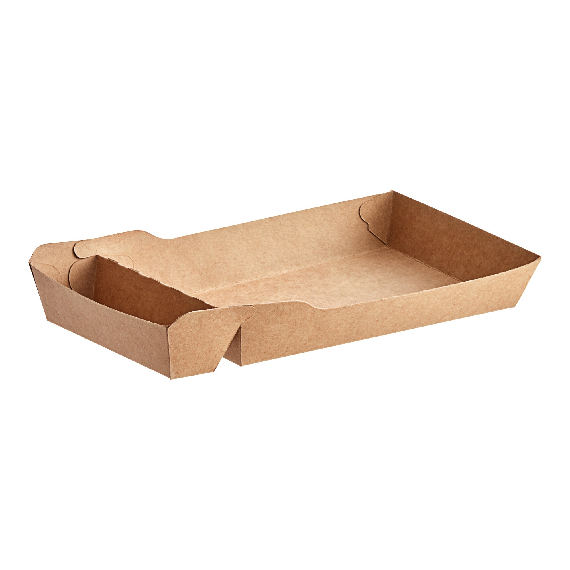 10 lb. Large Two-Compartment Paper Food Tray 10" x 4 3/4" x 1 3/8" - 500/Case