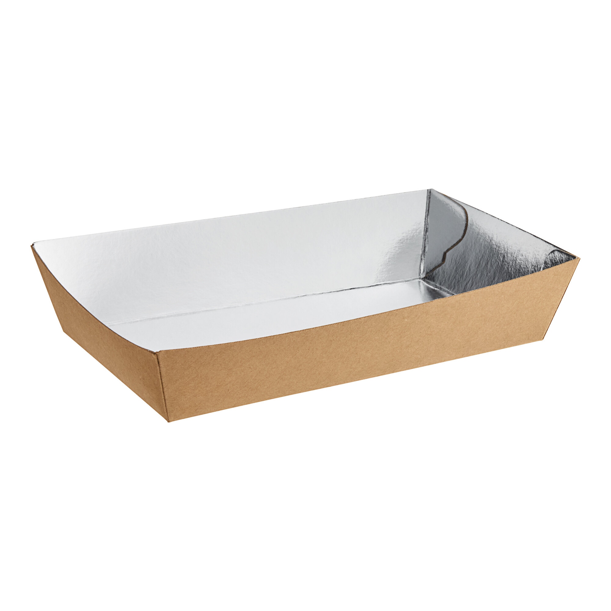 3 lb. Medium Foiled Paper Food Tray 6 1/8" x 3 5/16" x 1 7/16" - 500/Case