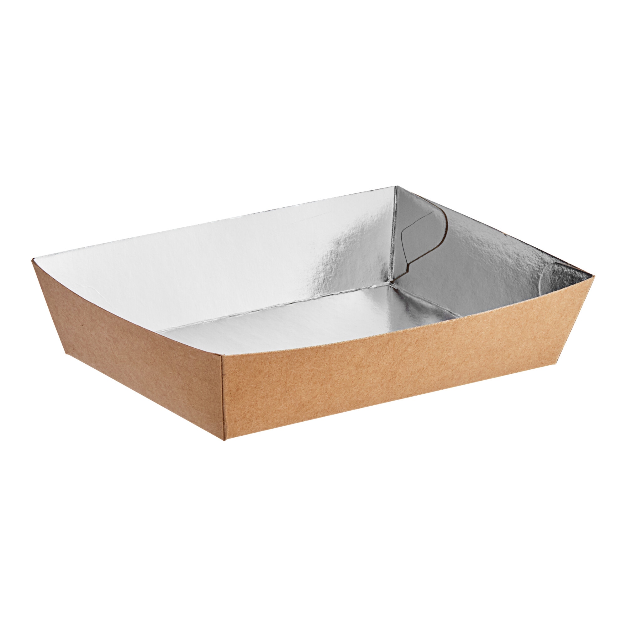 8 lb. Large Foiled Paper Food Tray 6 5/16" x 4 5/16" x 1 5/8" - 500/Case