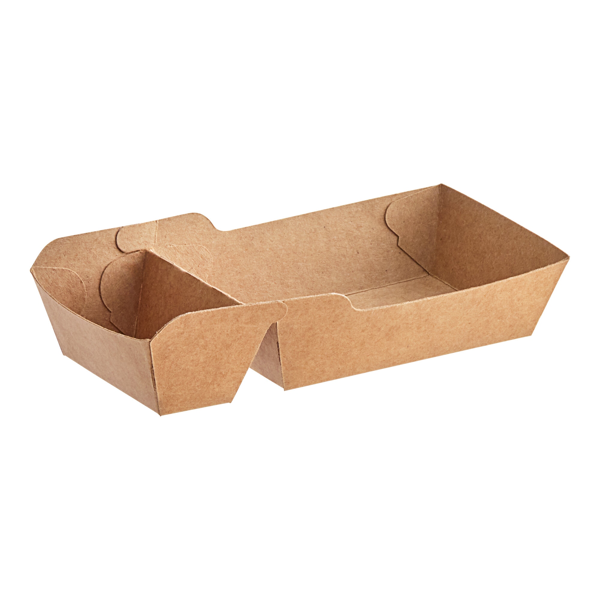 1 lb. Medium Two-Compartment Paper Food Tray 6 1/2" x 2 3/4" x 1 3/8" - 475/Case