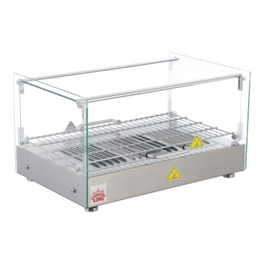 HDSG1A Silver Square Glass Full Service Hot Food Display Case with 1 Shelf - 120V, 800W