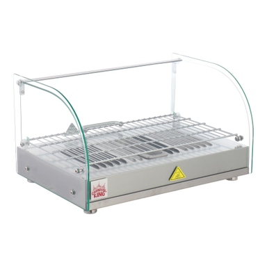 HDCG1A Silver Curved Glass Full Service Hot Food Display Case with 1 Shelf - 120V, 800W