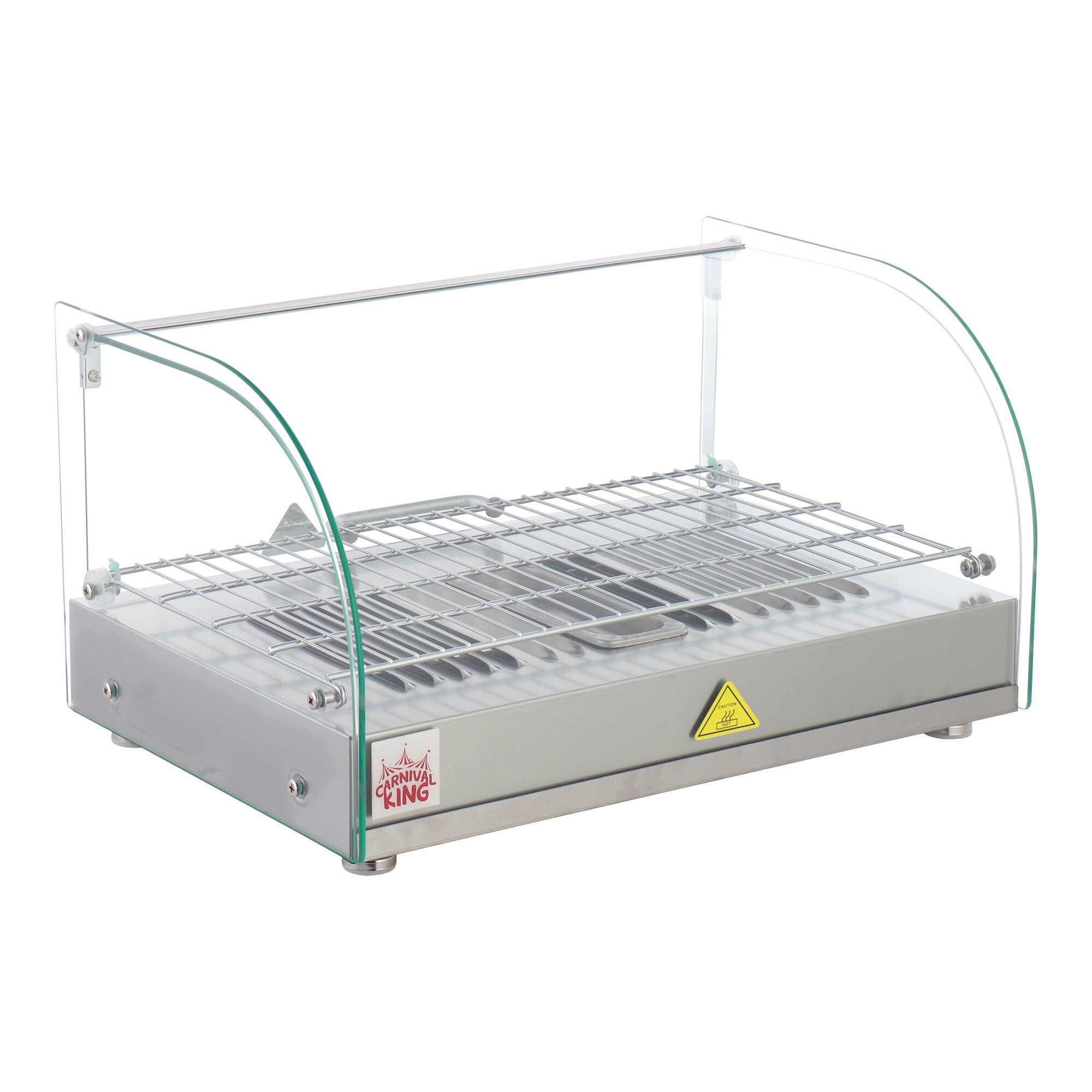 HDCG1A Silver Curved Glass Full Service Hot Food Display Case with 1 Shelf - 120V, 800W