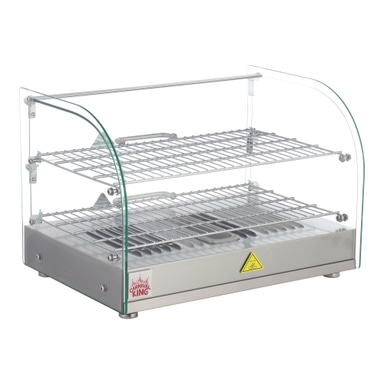 HDCG2A Silver Curved Glass Full Service Hot Food Display Case with 2 Shelves - 120V, 800W