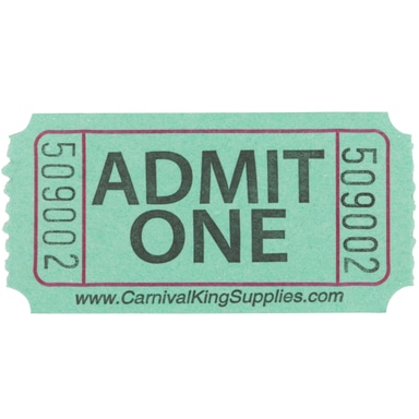 Green 1-Part Customizable "Admit One" Tickets - 2000/Roll