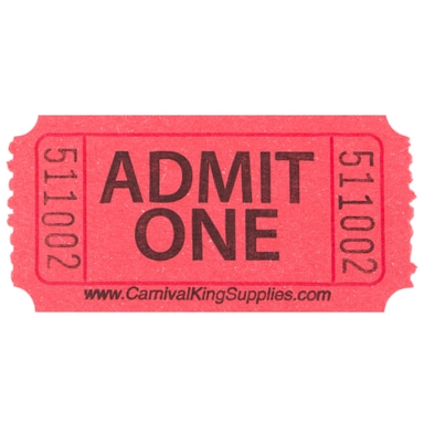 Red 1-Part Customizable "Admit One" Tickets - 2000/Roll