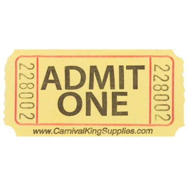 Yellow 1-Part Customizable "Admit One" Tickets - 2000/Roll