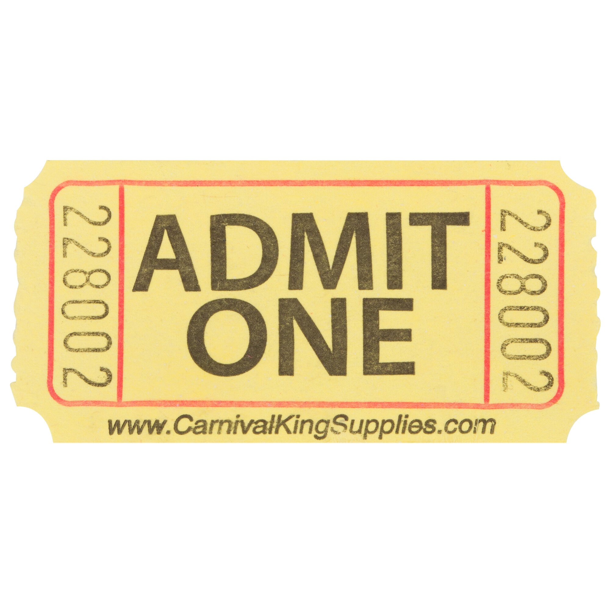 Yellow 1-Part Customizable "Admit One" Tickets - 2,000/Roll