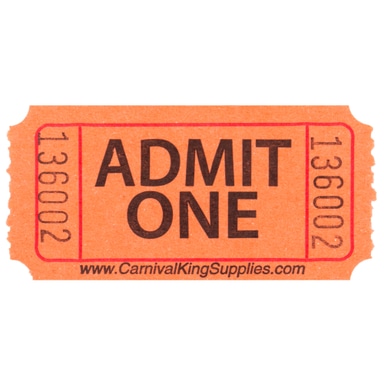 Orange 1-Part Customizable "Admit One" Tickets - 2000/Roll