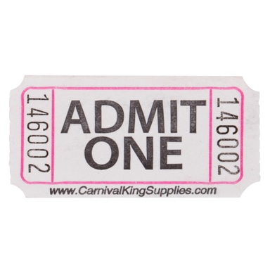 White 1-Part Customizable "Admit One" Tickets - 2000/Roll