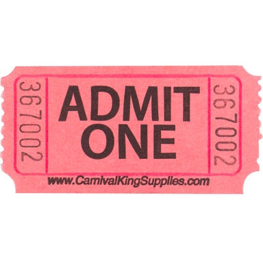 Pink 1-Part Customizable "Admit One" Tickets - 2000/Roll