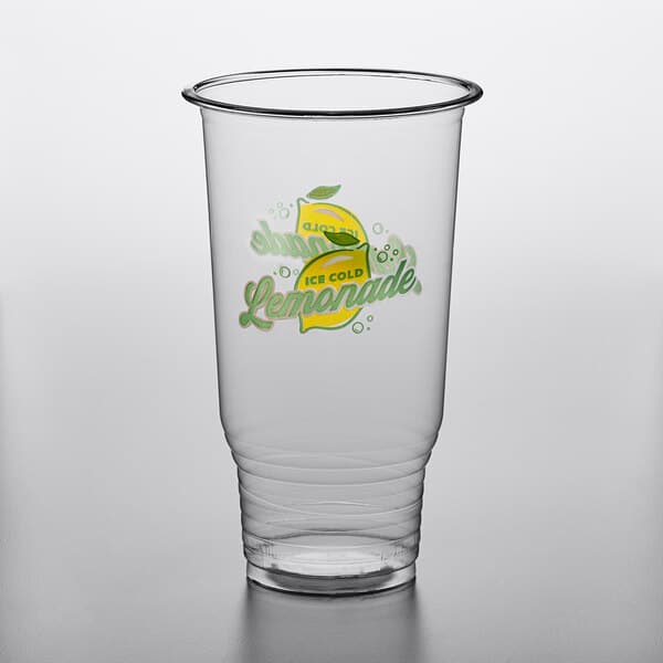 A clear plastic Carnival King lemonade cup with a logo.